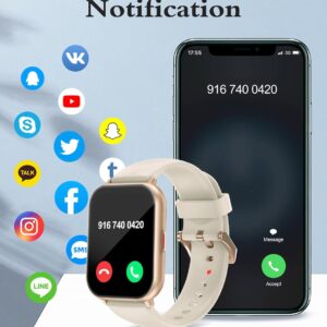 RUIMEN Smart Watches for Women Men (Answer/Make Calls, 2 Bands Included), 1.8″ Smartwatch for iOS/Android Phones, Fitness Tracker Heart Rate/Sleep Monitor Digital Watch Waterproof Milky White