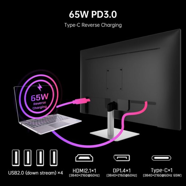 KTC 32 Inch 4K Smart Monitor with Google TV System 3840 * 2160P Netflix Licensed Type C 65W PD Speakers 5W*2 Dolby Audio Hey Google Voice Remote HDR WiFi Bluetooth VESA Tiltable 32 in Smart TV - Image 8