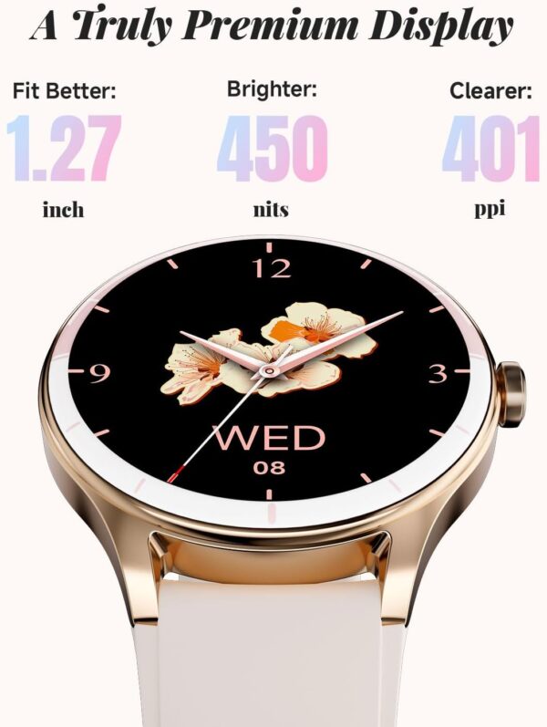 Smart Watch for Women, Smartwatch Compatible Android and iOS Phone, Answer/Make Calls, Fitness Tracker/Step Counter/Running Watch, Sleep/Heart Rate Monitor, 100 Sports, IP68 Waterproof, Beige - Image 7