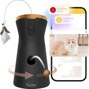 Furbo 360° Cat Camera – Unlock Camera & Smart Features w/Paid Plan: Home Security & Pet Safety Alerts, Rotating Treat Dispenser w/Speaker, Smart Cam w/Phone App (Subscription Required, 3mo Minimum)