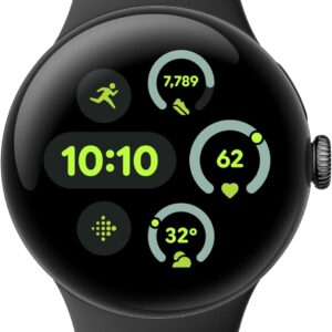 Google Pixel Watch 3 (41mm) Latest Model – Android Smartwatch, Heart Rate Tracking, Fitbit Advanced Running, Fitness Insights, 24-Hour Battery – Matte Black Aluminum Case – Obsidian Band – Wi-Fi