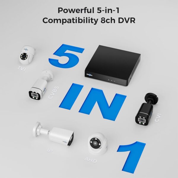 Hiseeu 3K Wired Outdoor Security Camera System with Audio,Smart Dual Light,5MP 8CH Surveillance DVR,8X5MP CCTV Cameras & 1TB Hard Drive,AI Human/Vehicle Detection,Smart Playback for Home Security - Image 7
