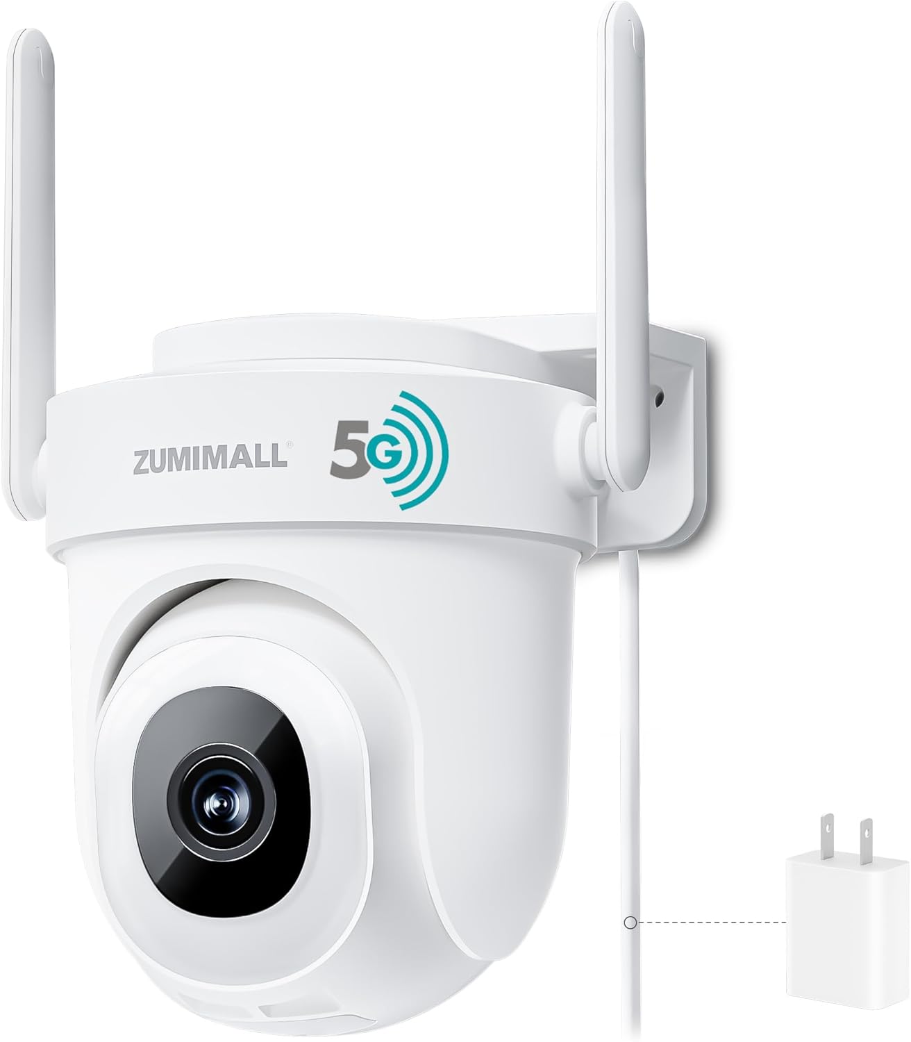 ZUMIMALL 5MP Security Camera Outdoor - 2.4G/5G WiFi, Wired Power 24/7 Recording | AI Motion & Noise Detection, 360° Auto Tracking, Color Night Vision | IP66 Weatherproof, Alexa Compatible