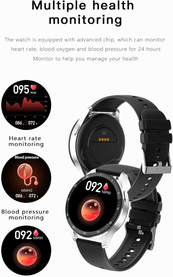 Smart Watch with Earbuds,2 in 1 Build-in TWS Wireless BT5.0 Earphone Fitness Sports Health Monitor Black - Image 3