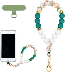 Read more about the article Marble Silicone Beaded Phone Wrist Strap, Cellphone Lanyard with Tether Tab, Elastic Hands-Free Wristlet Bracelet