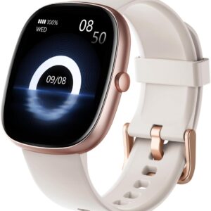 HUAKUA Smart Watches for Women Men (Answer/Make Calls), 1,85″ HD Smart Watch for iPhone/Android Phones, Fitness Tracker with 100+ Sport Heart Rate/Sleep Monitor Pedometer IP68 Waterproof (Cream)