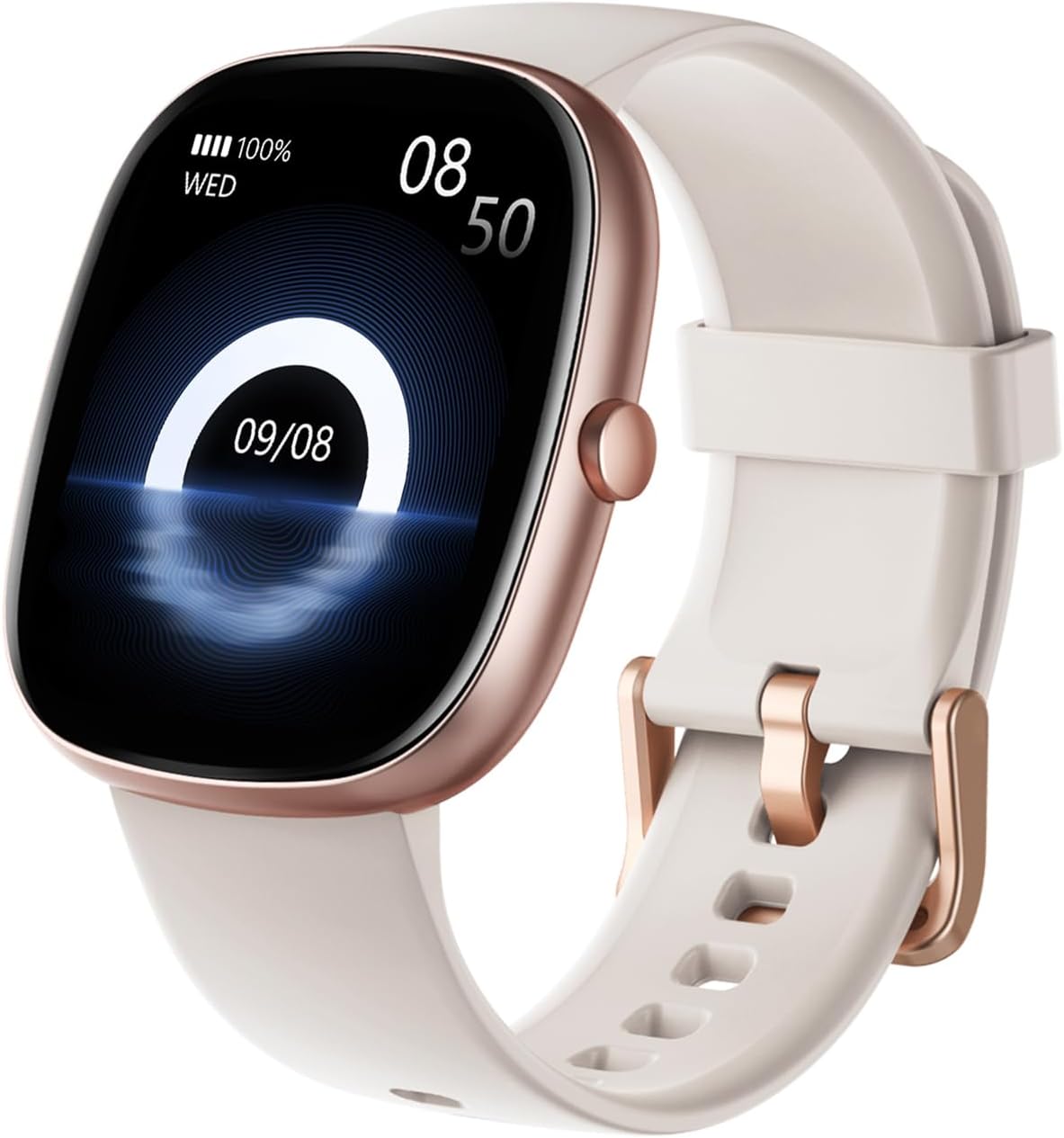 HUAKUA Smart Watches for Women Men (Answer/Make Calls), 1,85" HD Smart Watch for iPhone/Android Phones, Fitness Tracker with 100+ Sport Heart Rate/Sleep Monitor Pedometer IP68 Waterproof (Cream)