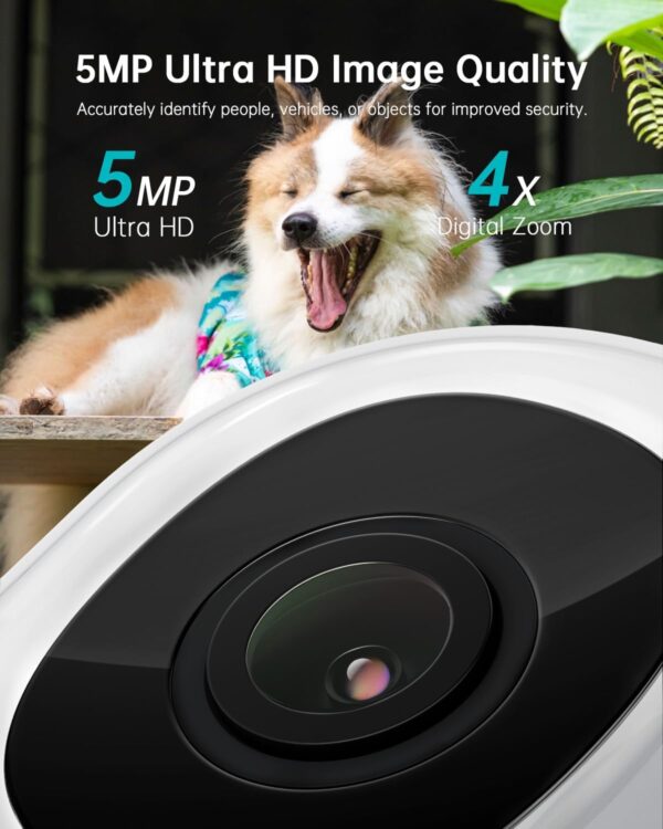 ZUMIMALL 5MP Security Camera Outdoor - 2.4G/5G WiFi, Wired Power 24/7 Recording | AI Motion & Noise Detection, 360° Auto Tracking, Color Night Vision | IP66 Weatherproof, Alexa Compatible - Image 3