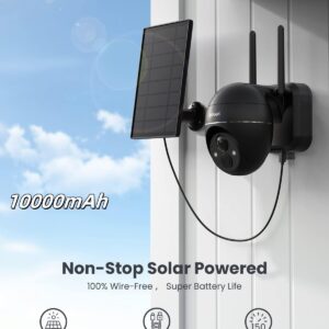 Security Cameras Wireless Outdoor, 2K Solar Security Camera System 360° PTZ with Spotlight & Siren, ieGeek 2.4Ghz Outdoor Security Cameras,Color Night Vision, Work with Alexa, PIR, 2-Way Talk, IP65