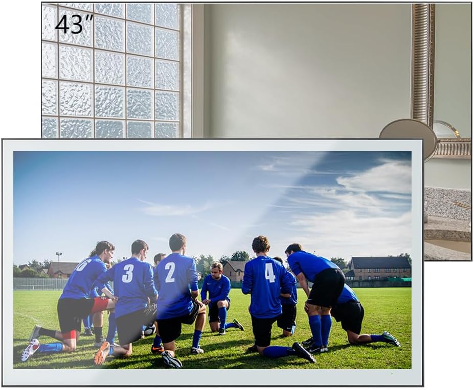 Soulaca 43 inches Large Smart TV Mirror 4K Screen Vanishing IPX6 Waterproof for Bathroom SPA Goo-Gle System WiFi Bluetooth DTV Hotel Advertising Indoor New