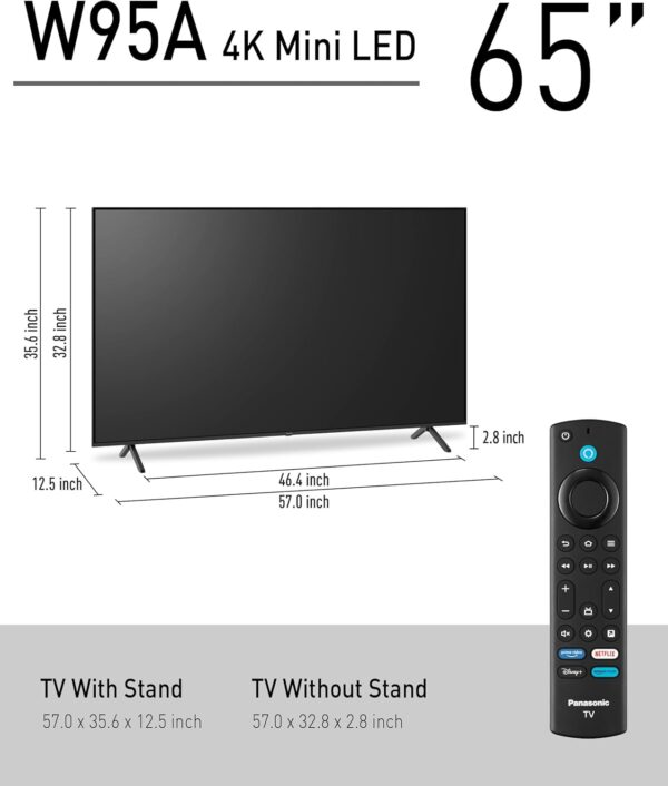 Panasonic W95 Series 65-inch Mini LED 4K Ultra HD Smart Fire TV, Sport Stadium Mode, ATSC3.0, Dolby Vision IQ, Dolby Atmos, HDR10+ Adaptive, Press and Ask Alexa, 144Hz, Wall-mountable - 65W95AP - Image 2