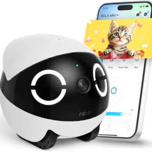 Enabot EBO 2K Camera Robot ROLA Mini: Movable Pet Camera Battery-Powered with Phone App, Indoor Cam w/One-Touch Call, 2-Way Talk, Night Vision, Motion Detection, Video Recording