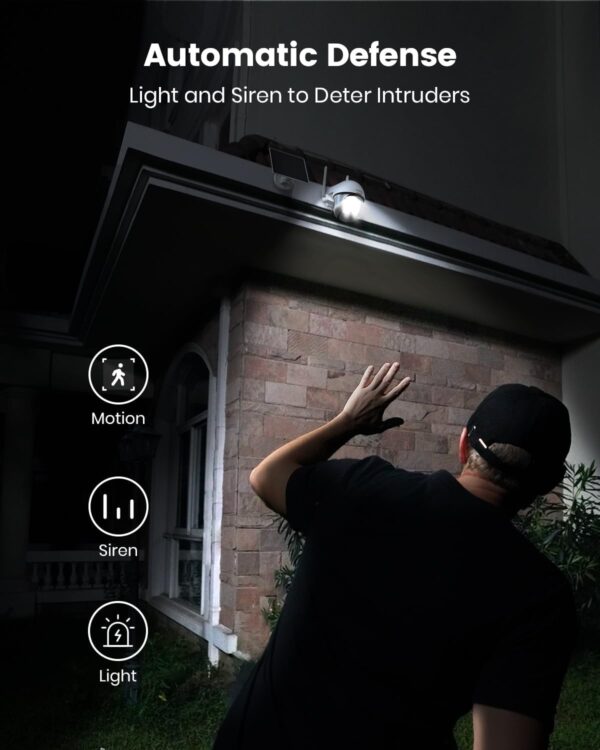 DEKCO Solar Security Camera Outdoor Wireless, Battery Powered, Panoramic Pan Tilt Zoom, Auto Motion Tracking, True 2K, Color Night Vision, Spotlight, 2-Way Talk - Image 5
