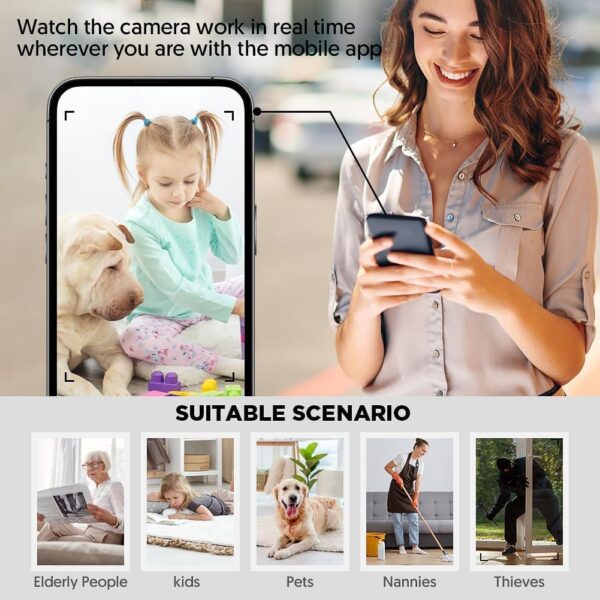 SOPKVL Bluetooth Speaker Camera - HD 1080P Wireless Camera - WiFi Cam with 240° Ultra Wide Angle Lens - Supports WiFi Bluetooth connectivity. - Image 4