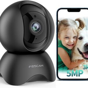 FOSCAM 3K 5MP WiFi Pet Cameras for Home Security, 2.4GHz Indoor Camera Baby Monitor with 360° Pan Tilt, 2-Way Audio, 20X Digital Zoom, Night Vision, AI Human Detection, Cloud & SD Card Storage