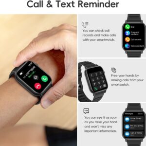 Smart Watch Sports Pedometer Fitness Tracker, Bluetooth Call Heart Rate/Blood Oxygen/Sleep Monitor, 100 Sports Modes Waterproof for iOS Android Men’s Women’s Smart Watch (Black)