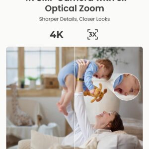 REOLINK Smart 4K UHD Pan & Tilt Dual-Band Wi-Fi 6 Indoor Security Camera with 3X Optical Zoom, Auto-Tracking, People/Pet Detection, Crying Sound Detection, Privacy Mode, and Bluetooth Setup, E1 Zoom