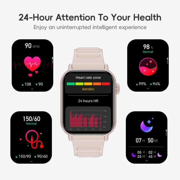 Smart Watch Sports Pedometer Fitness Tracker, Bluetooth Call Heart Rate Blood Oxygen Sleep Monitor, 100 Sports Modes Waterproof for iOS Android Men's Women's Smart Watch (Pink) - Image 8