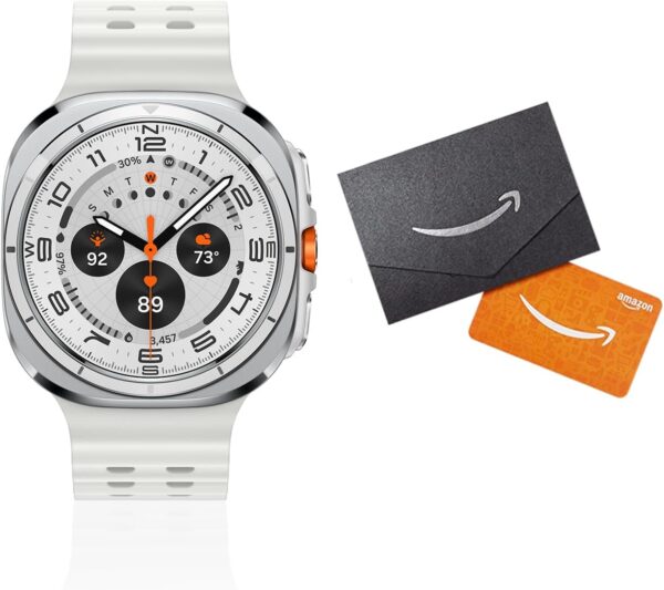 Samsung Galaxy Watch Ultra (2025) 47mm LTE Smartwatch + Gift Card, Titanium Casing, Advanced Sleep Coaching, Running Coach, Energy Score, GPS, Titanium White [US Version, 2 Yr Warranty]