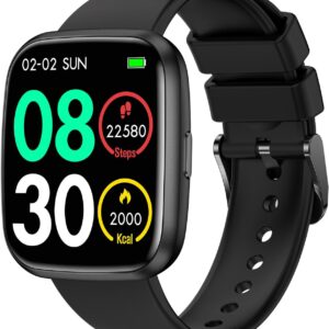 Smart Watches for Men/Women, 1.75″ Bluetooth Call, AI Voice Smartwatch, 24/7 Heart Rate Monitor, Blood Pressure/SpO2/Sleep Tracker, IP68 Waterproof, 100+ Sports Fitness Tracker for Android iOS Black