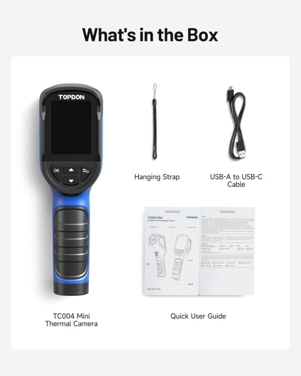 TOPDON TC004 Mini Handheld Thermal Imaging Camera, 240 x 240 TISR Resolution, -4°F to 842°F, 15-Hour Battery Life, 128 x 128 IR Resolution, 25Hz Infrared Camera, High/Low Temp Alerts, Auto Shutdown - Image 9