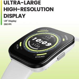 Amazfit Bip 5 Smart Watch 46mm, GPS, Amazon Alexa Built-in, Bluetooth Calling, 10-Day Battery, Heart-Rate & VO2 Max, Sleep Health Monitoring, AI Fitness Tracker App, for Android & iPhone, Black