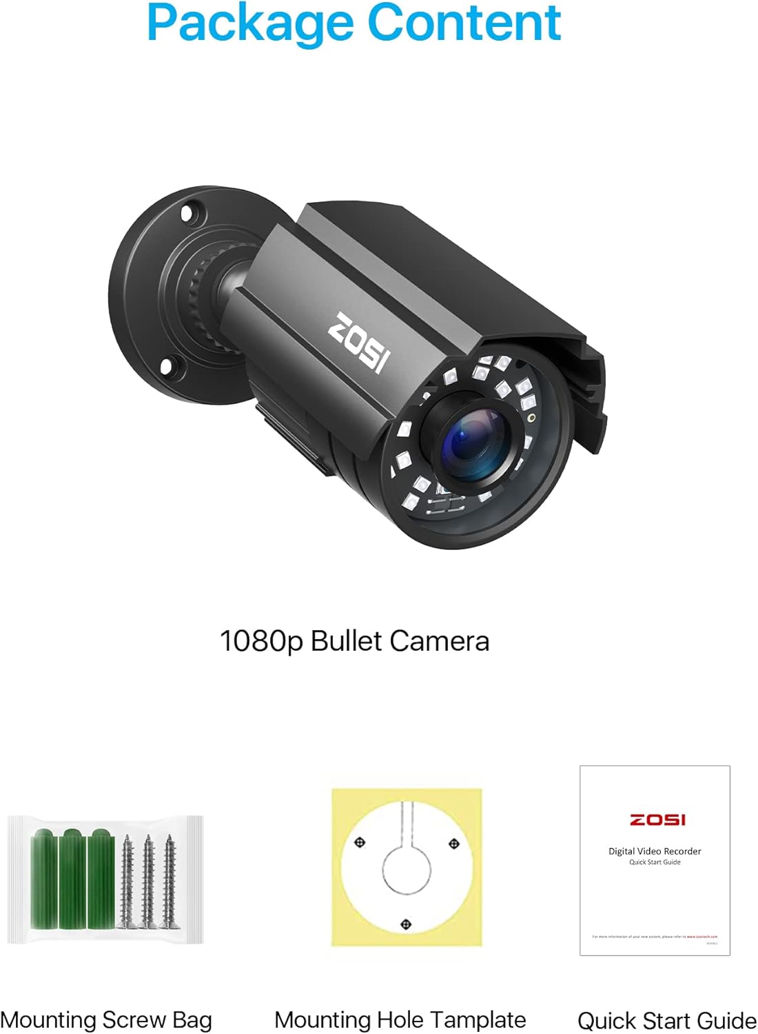 ZOSI 1080P HD TVI Security Camera for Home Office Surveillance CCTV System Bullet BNC Camera with Night Vision Black - Image 8