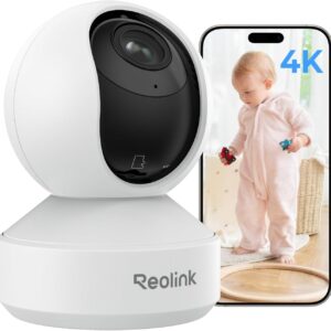 REOLINK Smart 4K UHD Pan & Tilt Dual-Band Wi-Fi 6 Indoor Security Camera with 3X Optical Zoom, Auto-Tracking, People/Pet Detection, Crying Sound Detection, Privacy Mode, and Bluetooth Setup, E1 Zoom