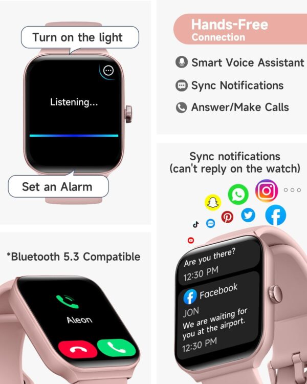 Smart Watch for Women Alexa Built-in, 1.95" Fitness Tracker with Answer/Make Calls, IP68 Waterproof/Heart Rate/Sleep Tracker/100 Sport Modes, Fitness Watch Compatible Android iOS - Image 2