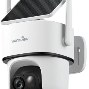 wansview Solar Camera Outdoor Wireless-2K 360°PTZ Cameras for Home Security with Dual Lens, Solar Panel/Battery Powered, PIR Detection, Color Night Vision, 2.4Ghz Wi-Fi Only, Works with Alexa, B7 1P W