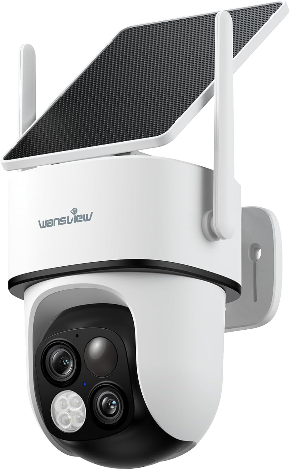 wansview Solar Camera Outdoor Wireless-2K 360°PTZ Cameras for Home Security with Dual Lens, Solar Panel/Battery Powered, PIR Detection, Color Night Vision, 2.4Ghz Wi-Fi Only, Works with Alexa, B7 1P W