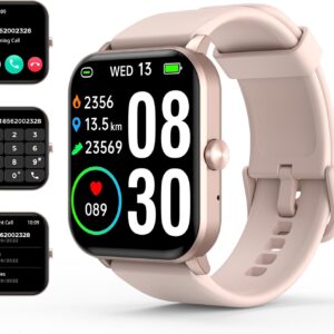 Smart Watch(Answer/Make Call), 1.85” HD Smartwatch for Men Women, 2025 Fitness Tracker with 100+ Sport Modes, Heart/Sleep Monitor/Pedometer IP68 Waterproof Fitness Watch for Android iOS Rose Gold
