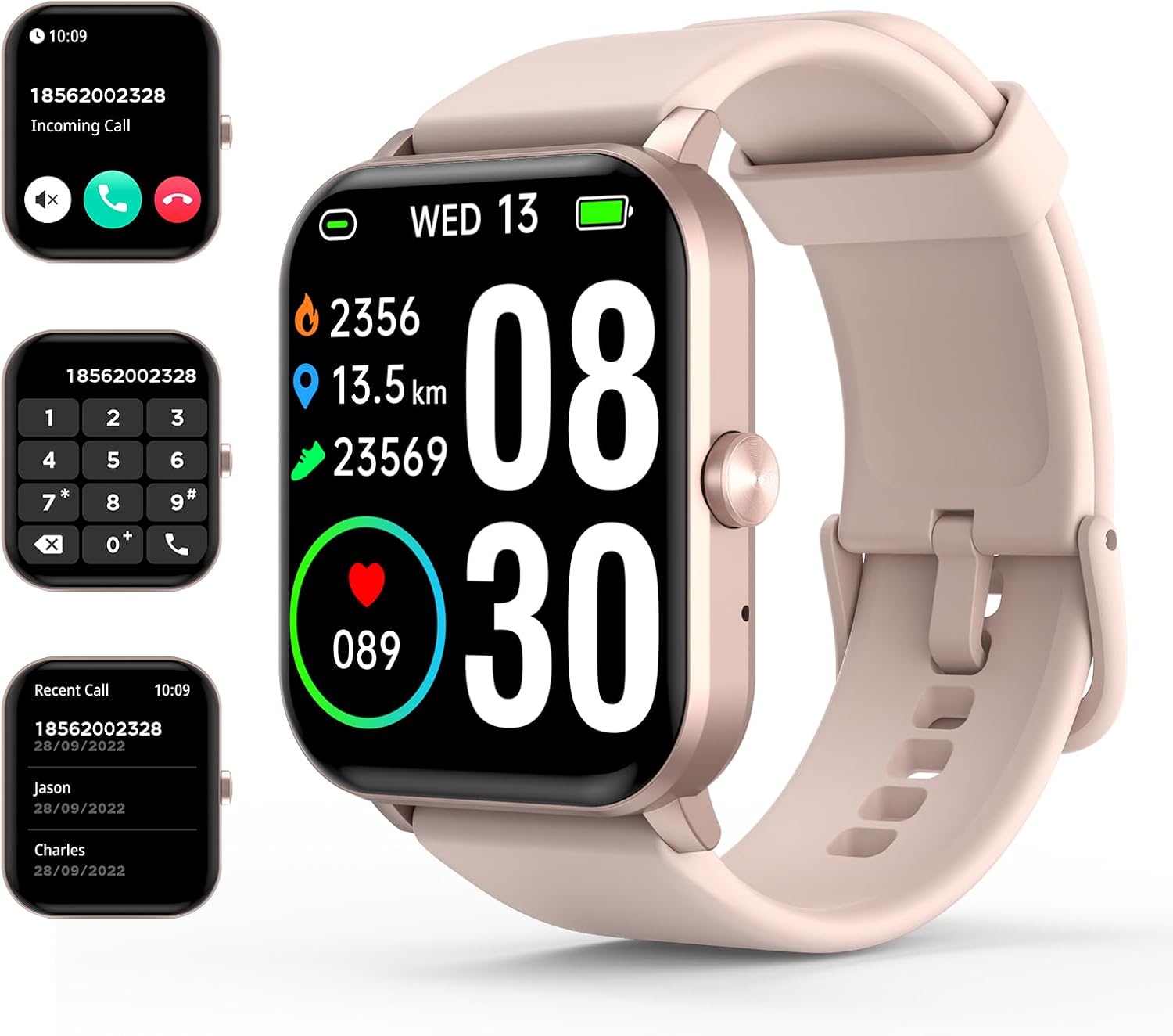 Smart Watch(Answer/Make Call), 1.85'' HD Smartwatch for Men Women, 2025 Fitness Tracker with 100+ Sport Modes, Heart/Sleep Monitor/Pedometer IP68 Waterproof Fitness Watch for Android iOS Rose Gold