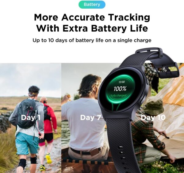 Motorola Moto Watch 120 - Premium Bluetooth Smartwatch with AMOLED Display, 10-Day Battery, Heart Rate & SpO2 Tracking, Fitness & Health Monitoring, Compatible with Android and iPhone - Phantom Black - Image 3
