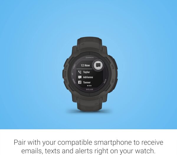 Garmin Instinct 2 Solar, GPS Outdoor Watch, Solar Charging Capabilities, Multi-GNSS Support, Tracbak Routing, Graphite - Image 6