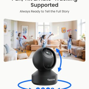 REOLINK Smart 4K UHD Pan & Tilt Dual-Band Wi-Fi 6 Indoor Security Camera with 3X Optical Zoom, Auto-Tracking, People/Pet Detection, Crying Sound Detection, Privacy Mode, Bluetooth Setup, E1 Zoom-Black