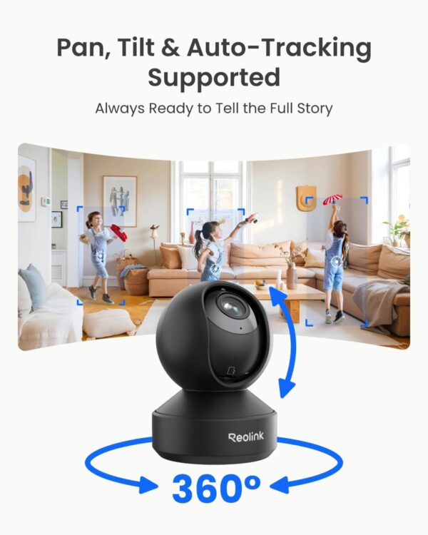 REOLINK Smart 4K UHD Pan & Tilt Dual-Band Wi-Fi 6 Indoor Security Camera with 3X Optical Zoom, Auto-Tracking, People/Pet Detection, Crying Sound Detection, Privacy Mode, Bluetooth Setup, E1 Zoom-Black - Image 2