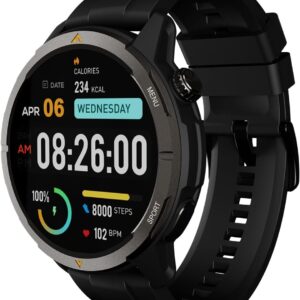 AGM Legion Rugged Smart Watch for Men, 5ATM Waterproof, Shockproof & Drop-proof, 100+ Sports Modes, Bluetooth Calling, Compass, Barometer & Altimeter, 1.43″ AMOLED Display, Heart Rate & Sleep Tracking