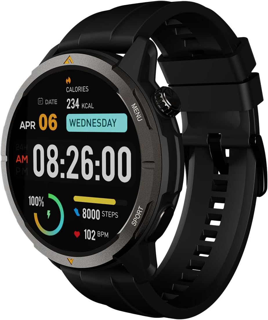 AGM Legion Rugged Smart Watch for Men, 5ATM Waterproof, Shockproof & Drop-proof, 100+ Sports Modes, Bluetooth Calling, Compass, Barometer & Altimeter, 1.43" AMOLED Display, Heart Rate & Sleep Tracking