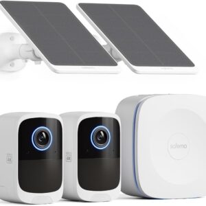 4K Security Cameras Wireless Outdoor/Indoor, Battery Cameras for Home Security, No Monthly Fees, 32G Local Storage, Advanced AI, 5W Solar Panels, Color Night Vision, 2-Way Audio, 2.4Ghz WiFi