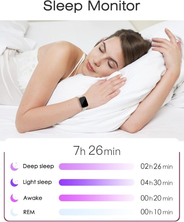 Smart Watches for Women Men (Answer/Make Calls, 3 Bands), 1.85" Fitness Tracker Watch for iPhone/Android Phones with Heart Rate Monitor Sleep/Steps Tracker 100+ Sports Pedometer Waterproof Gold - Image 7