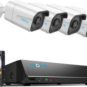 REOLINK 4K Security Camera System – H.265 4pcs PoE Security Cameras Wired with Person Vehicle Detection, 8MP/4K 8CH NVR with 2TB HDD for 24-7 Recording, RLK8-800B4
