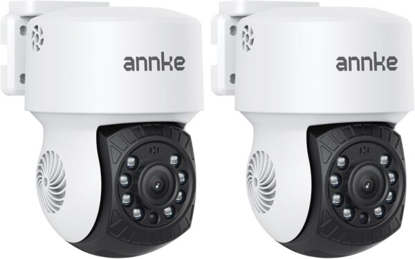 ANNKE 2Pack 1080P 2MP AHD CCTV Home Surveillance Dome Wired PT Camera with 350° pan and 90° tilt, 100ft IR Night Vision, IP65 Weatherproof Security Add–On Cam for Outdoor, Wide Compatibility - APT200