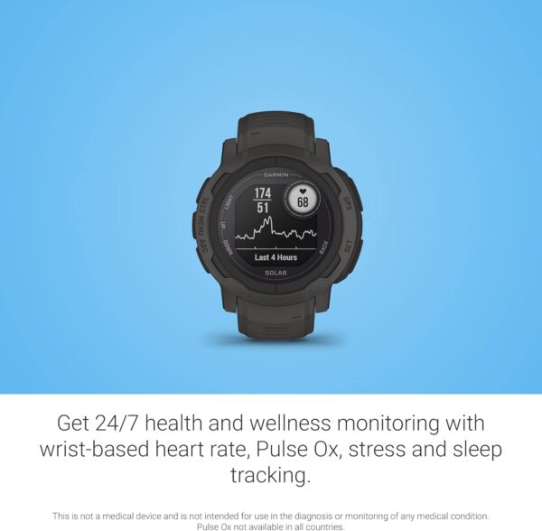 Garmin Instinct 2 Solar, GPS Outdoor Watch, Solar Charging Capabilities, Multi-GNSS Support, Tracbak Routing, Graphite - Image 4