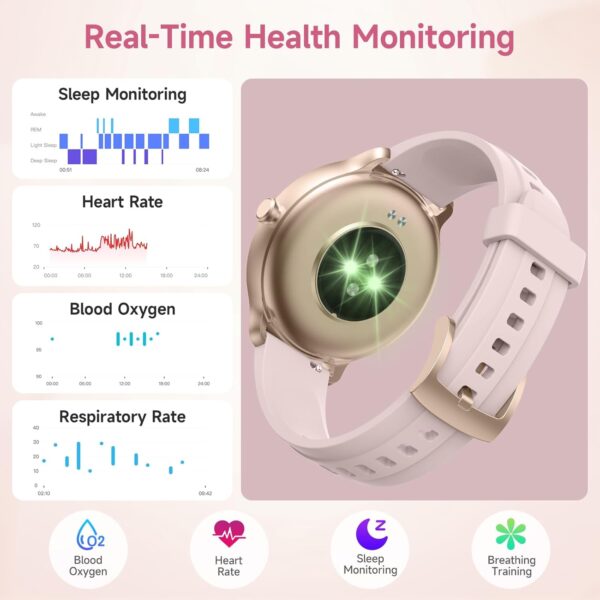 YMZ Smart Watch for Men Women, 1.27" HD Touchscreen Fitness Tracker, Bluetooth Calling, 100+ Sports Modes, Sleep Monitor, IP68 Waterproof, Compatible with Android & iPhones - Image 6
