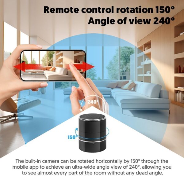 SOPKVL Bluetooth Speaker Camera - HD 1080P Wireless Camera - WiFi Cam with 240° Ultra Wide Angle Lens - Supports WiFi Bluetooth connectivity. - Image 3