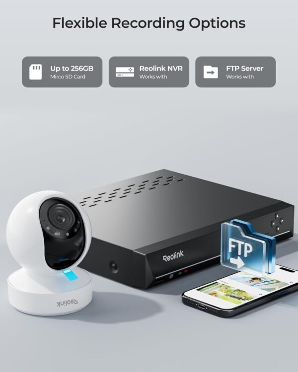 REOLINK 4K Outdoor Plug-in WiFi 6 Security Camera, PTZ Camera for Home Security, Wi-Fi 6 New Tech, Motion Tracking, Smart Detection, 3X Optical Zoom, Motion Spotlight, Local Storage, E1 Outdoor Pro - Image 7