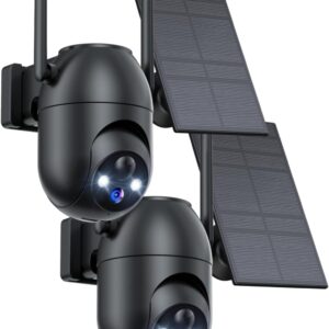Security Cameras Wireless Outdoor Solar: 2K WiFi Camera for Home Security System – Battery Powered Cam IP66 Waterproof Motion Sensor 360° CCTV Camera- 5G Not Supported