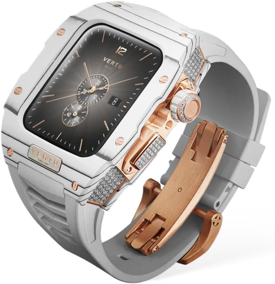 VERTU H1 Diamonds Luxury Smartwatch for Men - 1.85" Sapphire Display, Calls, Fitness Tracker, Android, 100+ Activity Modes, IP68 (White/Gold)​​