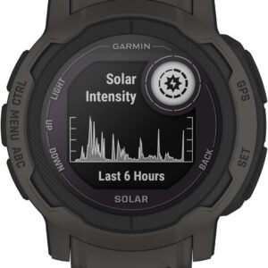 Garmin Instinct 2 Solar, GPS Outdoor Watch, Solar Charging Capabilities, Multi-GNSS Support, Tracbak Routing, Graphite